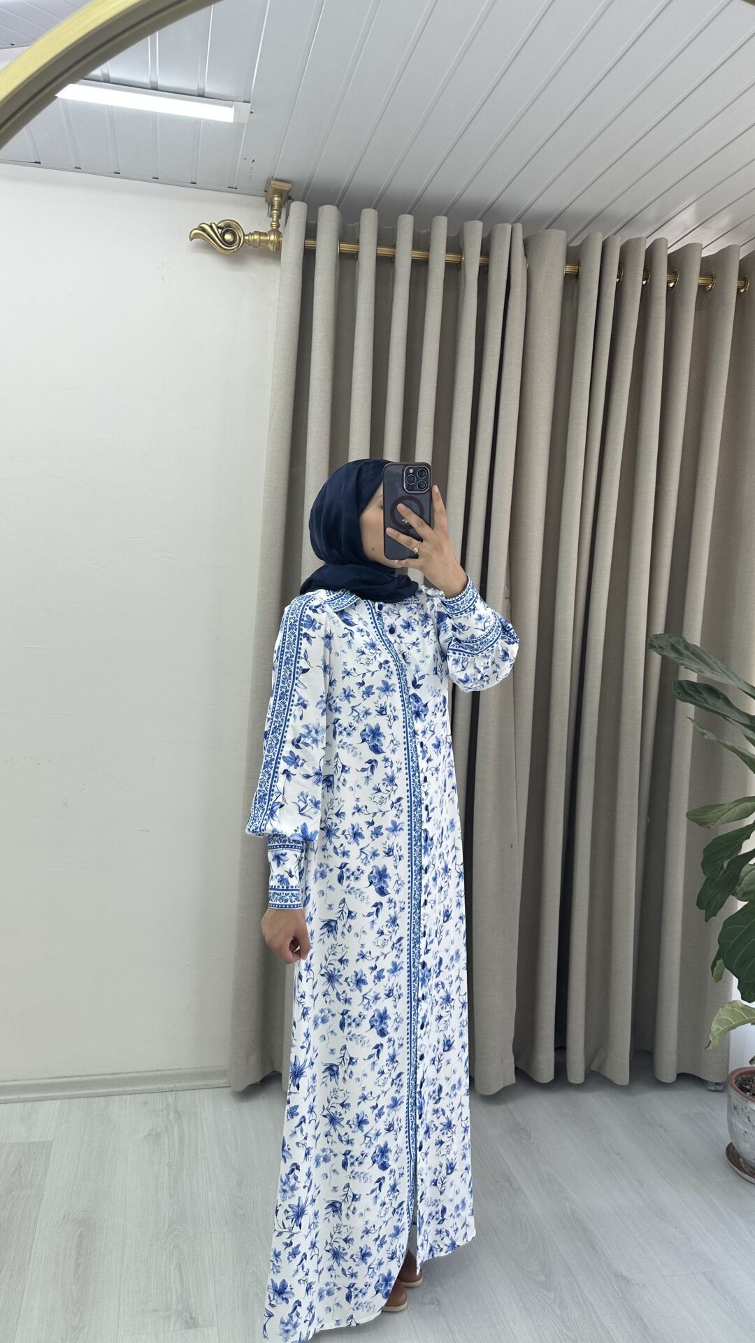 Liva Mavi çiçekli elbise