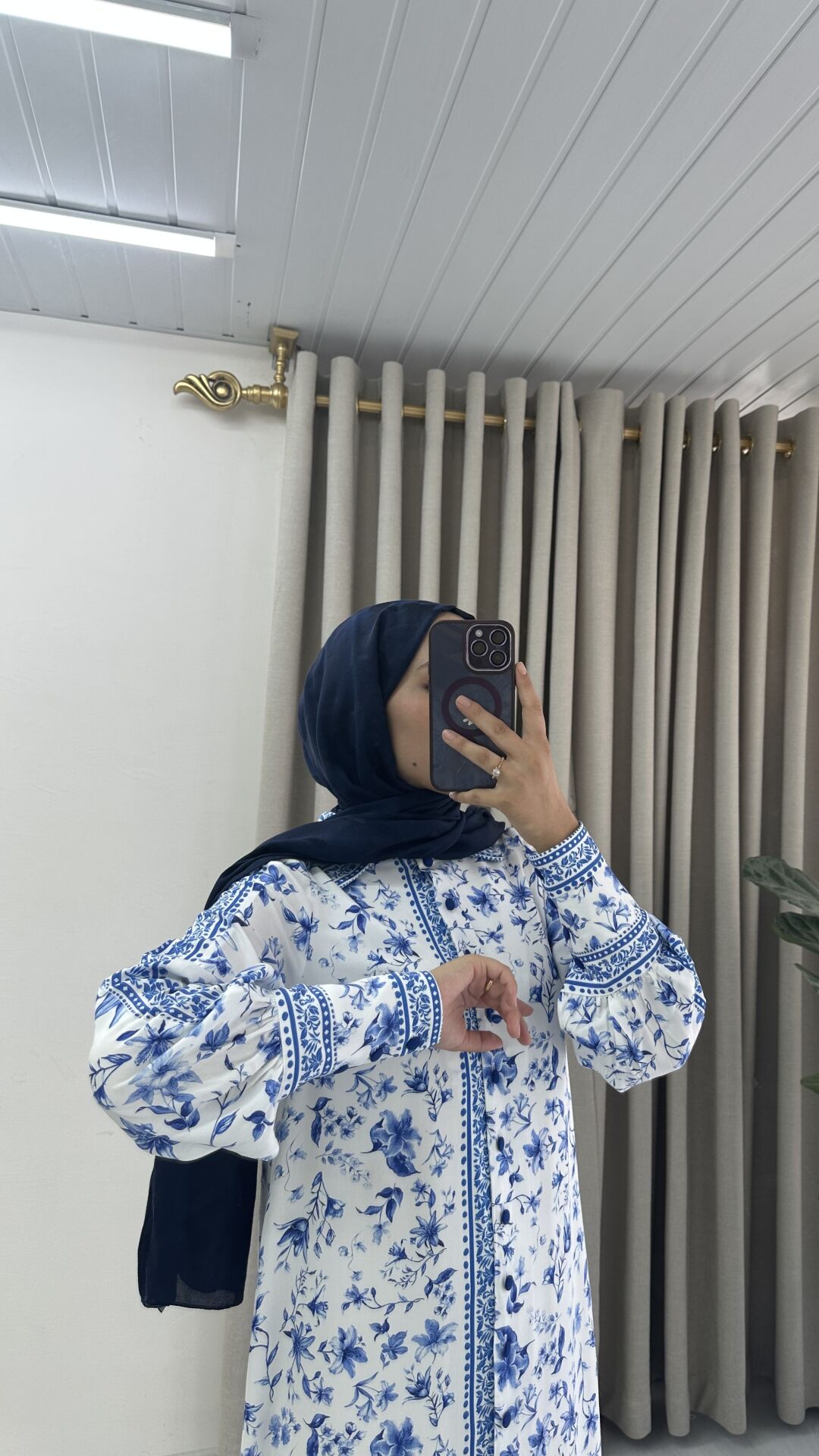 Liva Mavi çiçekli elbise