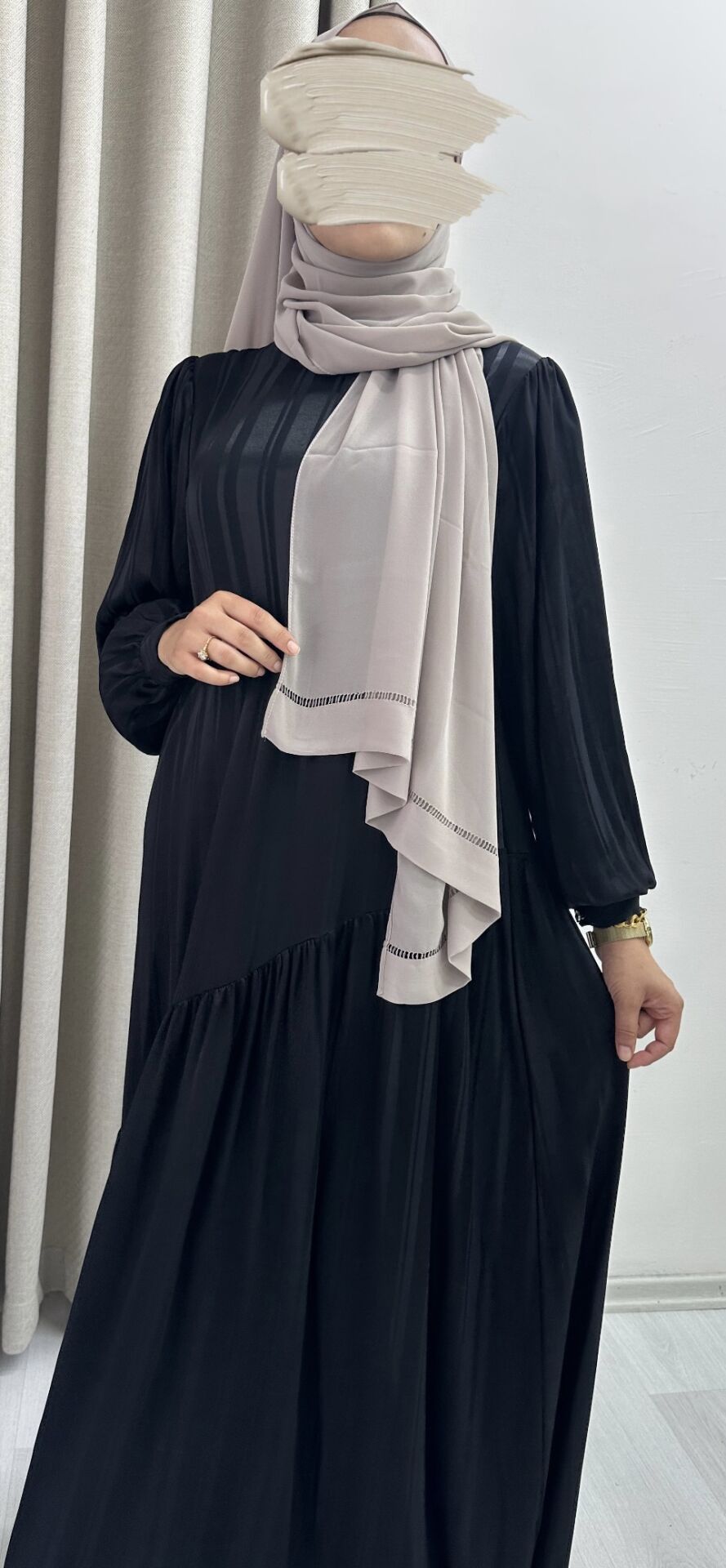 LALEZAR JACQUARD COUPRA KLEID, schwarz