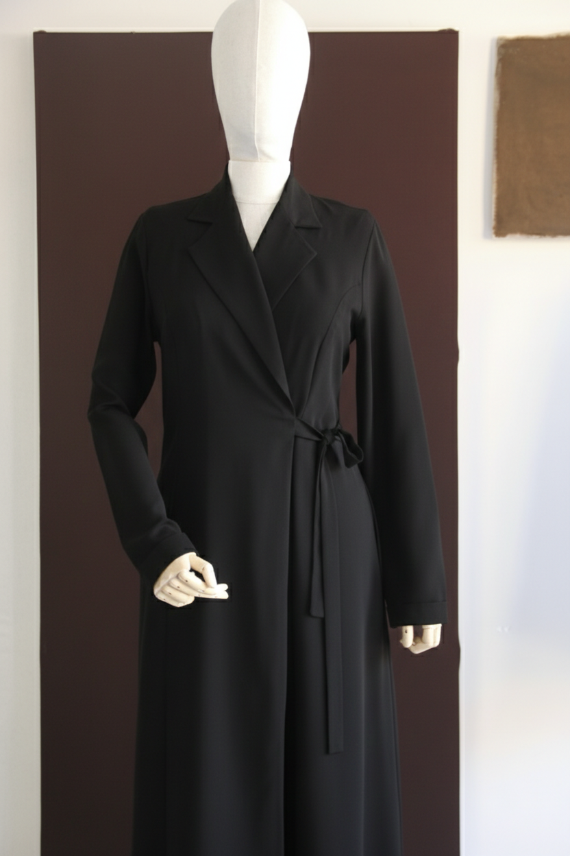 Bağlamalı Ceket Ferace siyah