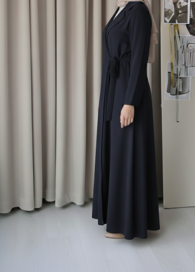 Bağlamalı Ceket Ferace siyah