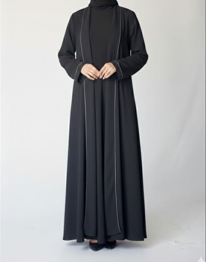 Simli biyeli siyah abaya