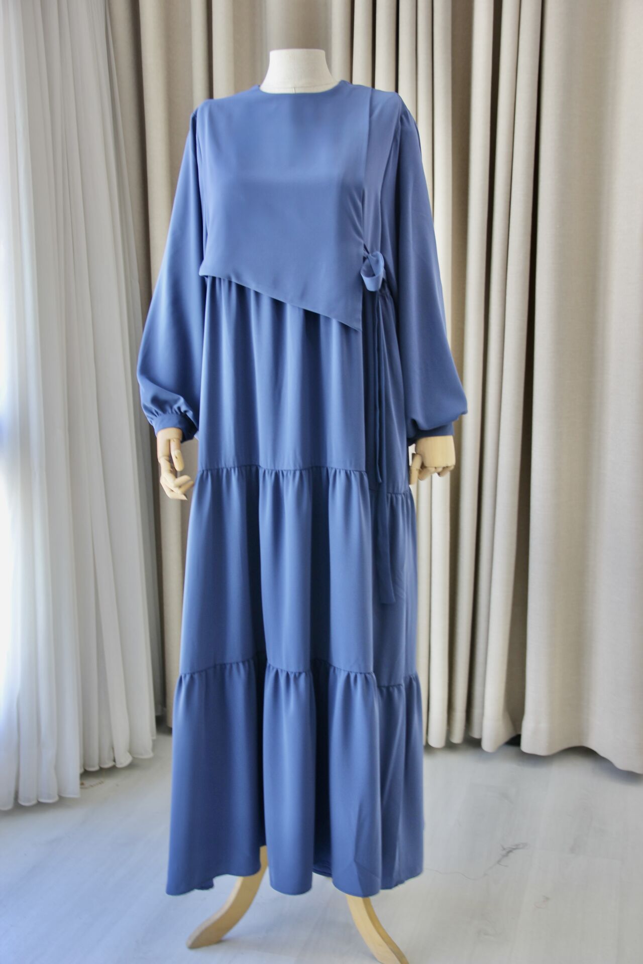 İNCİ İNDİGO MAVİ ELBİSE